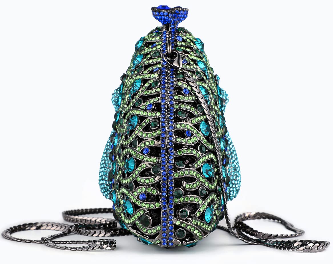 Sparkly Peacock Rhinestone Crystal Evening Clutch Bag for Women - Luxury Wedding Party Purse, Bride Accessory | Perfect for Evening Galas, Prom Nights & Special Occasions
