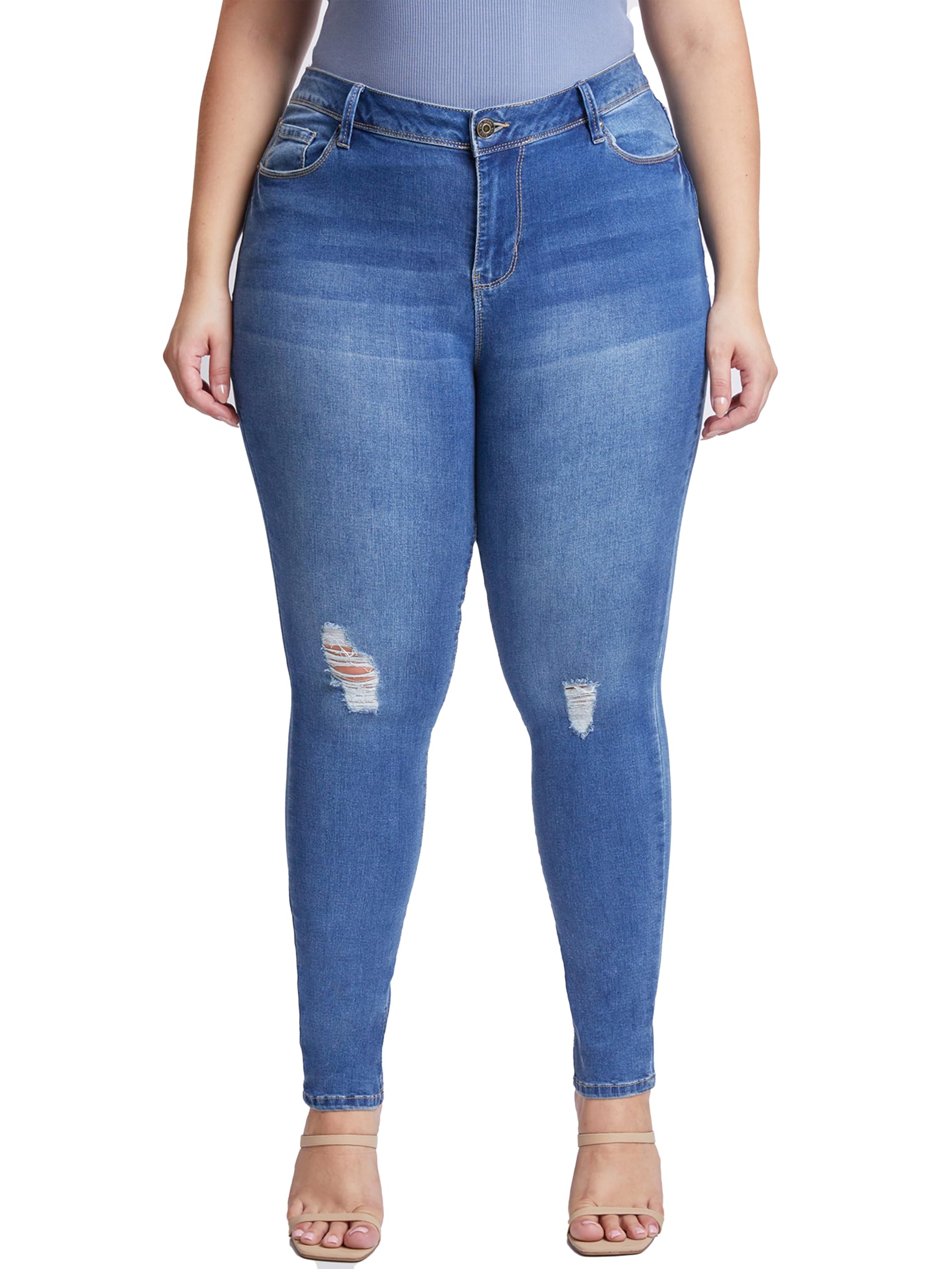 YMI Women's Plus Size Essential Skinny Jeans - Stretch Denim Pants for Curvy Figures | Perfect for Casual Wear, Office Outfits & Night Out Looks