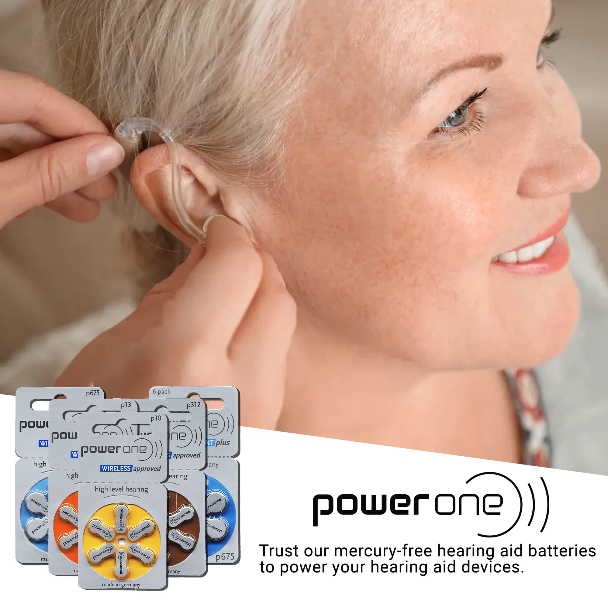 Power One Size 10 Zinc-Air Hearing Aid Batteries (30 Pack) - Long-Lasting Power for Hearing Aids, Ideal for Daily Use & Travel