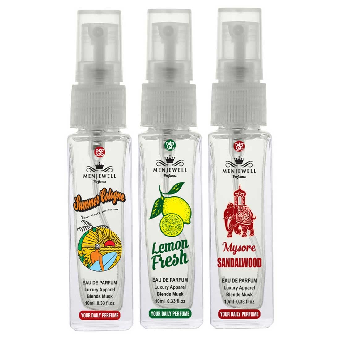 Premium Men's Summer Cologne Set - Lemon Fresh & Mysore Sandalwood Eau De Parfum (30ml x 3) | Long-Lasting Pocket Perfume for Men | Perfect for Office, Date Night & Outdoor Activities