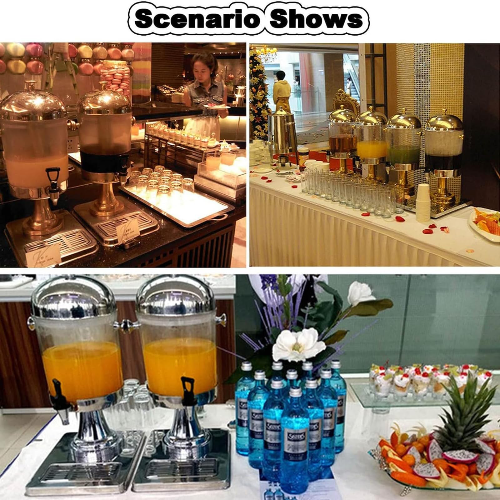 24L Stainless Steel Beverage Dispenser with Ice Core & Drip Trays - Self-Service Juice/Cocktail Dispenser, Water Tower for Parties, Events & Catering