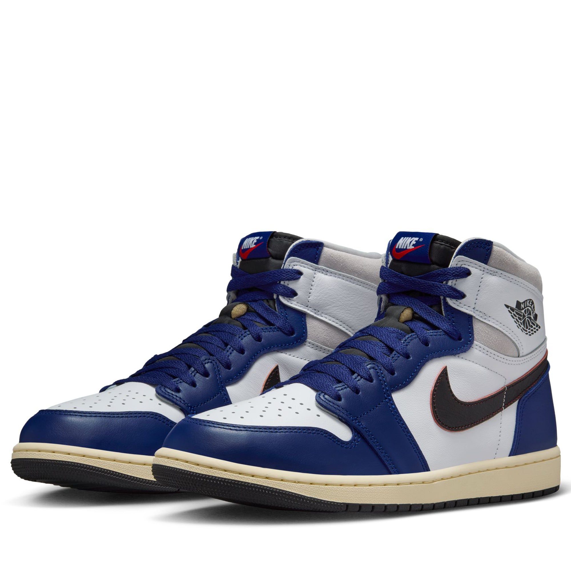Air Jordan 1 Retro High OG Sneakers - Men's White & Royal Blue Basketball Shoes for Casual Wear & Street Style