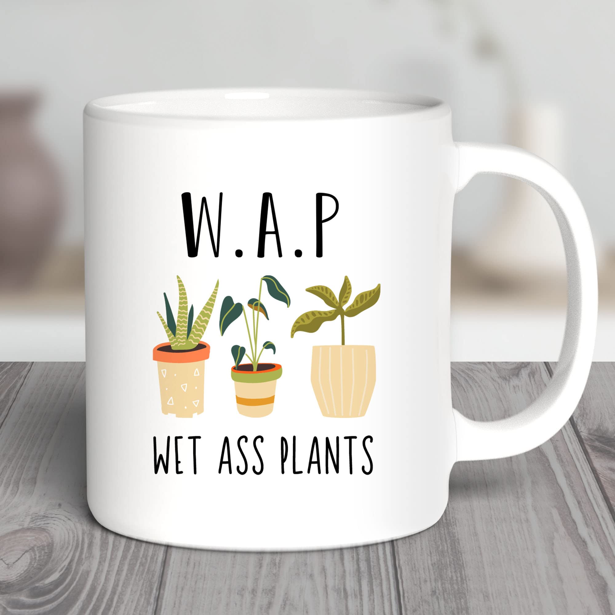 Wet Ass Plants Mug - 11oz White Ceramic Coffee Cup for Plant Lovers, Gardeners & Green Thumbs - Perfect Gift for Plant Collectors & Garden Enthusiasts - Great for Home, Office or Gardening Gifts