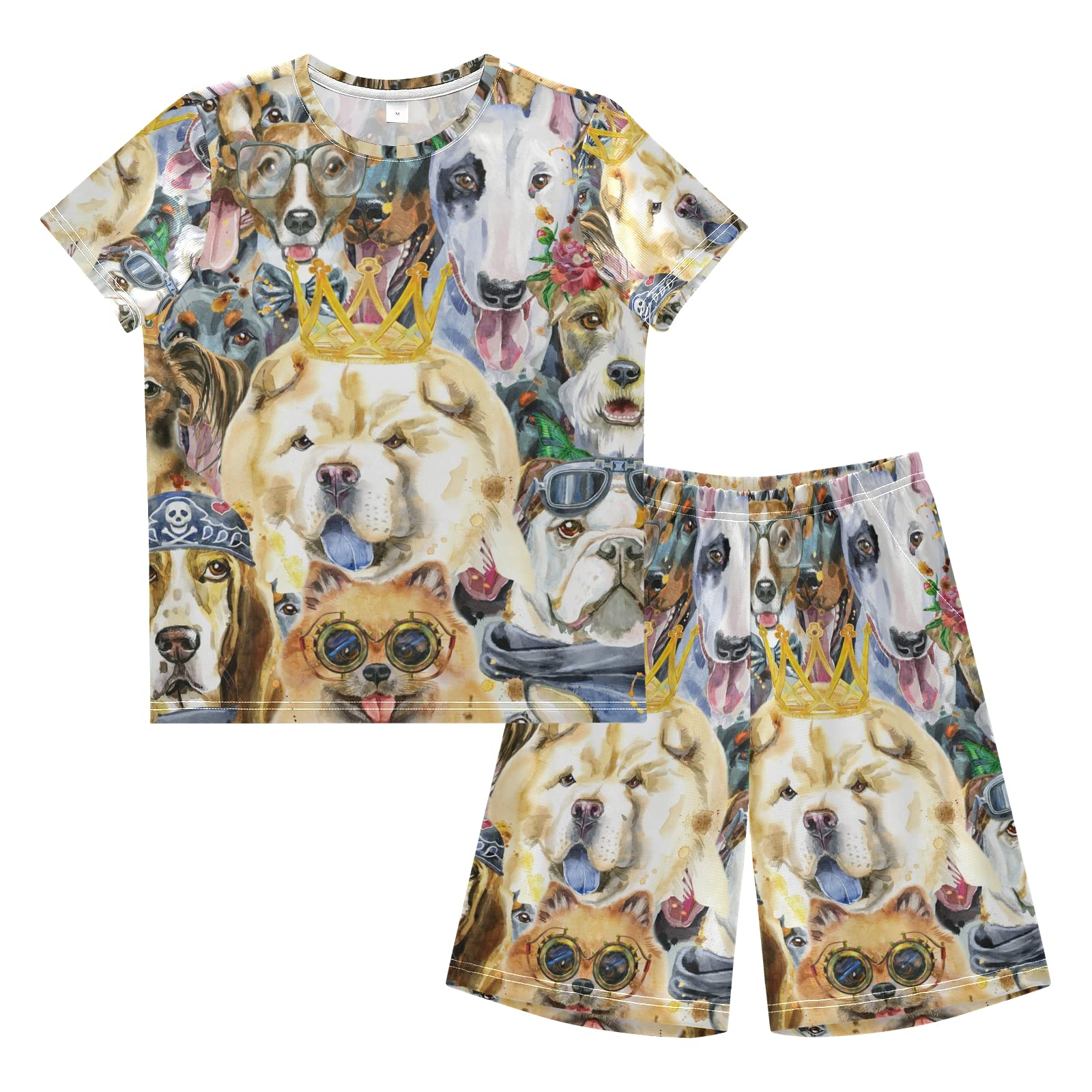 Watercolor Dog Print Boys Summer Outfits - Cute Short Sets for Toddler Boys & Girls | Playwear, Casual Wear & Outdoor Activities
