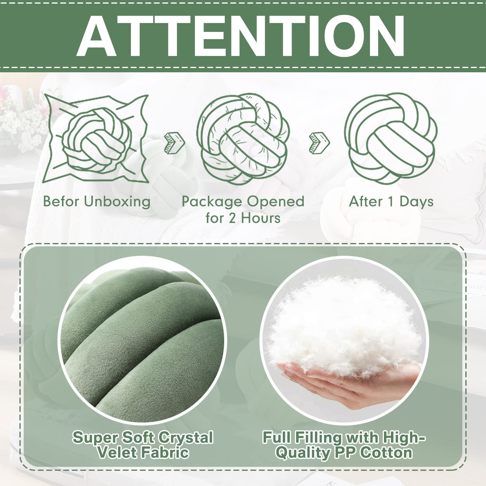 Namalu Plush Knot Pillows - Stress Relief for Bed & Sofa (10.6