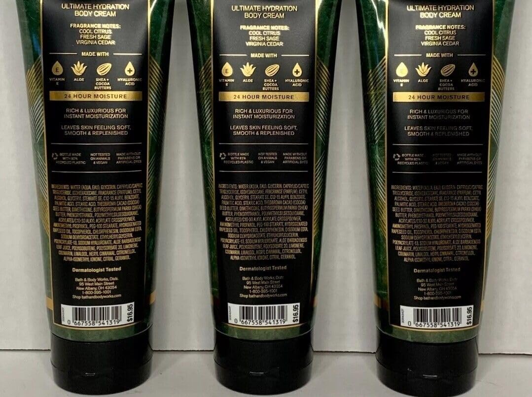 3 WOODLANDS Men's Body Cream & Lotion - 8 oz Hydrating Moisturizer for Dry Skin - Post Shower, Bath & Workout Recovery