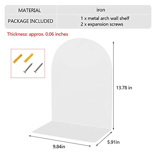 Wall-Mounted Metal Arch Wall Shelf - White Large Wall Storage Organizer for Living Room, Bedroom, Bathroom, Kitchen, Office & Hotel | Space-Saving Home Decor & Display Solution