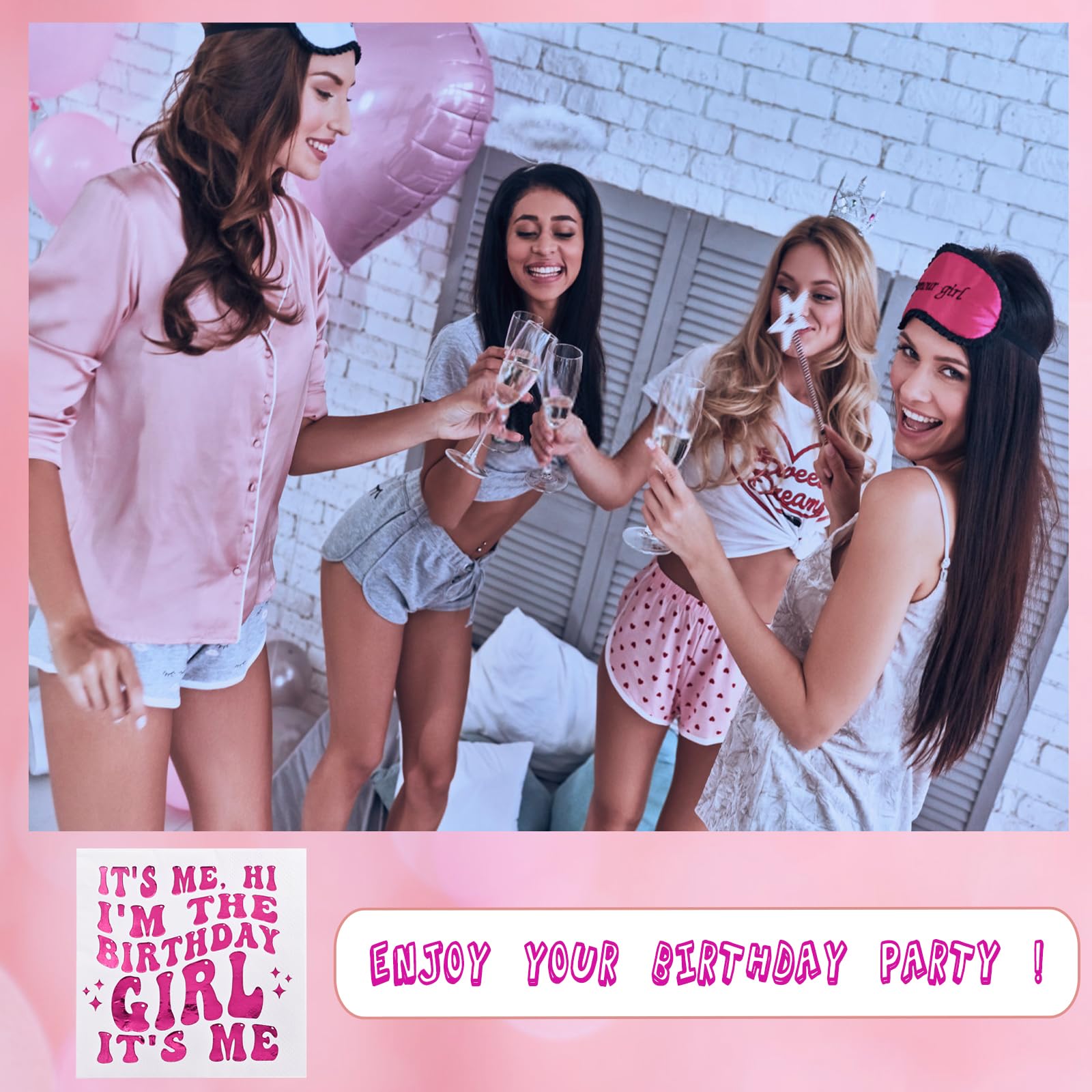 Birthday Party Decorations for Girls - 'It's Me Hi I'm the Birthday Girl' Cocktail Napkins (52-Pack, 5