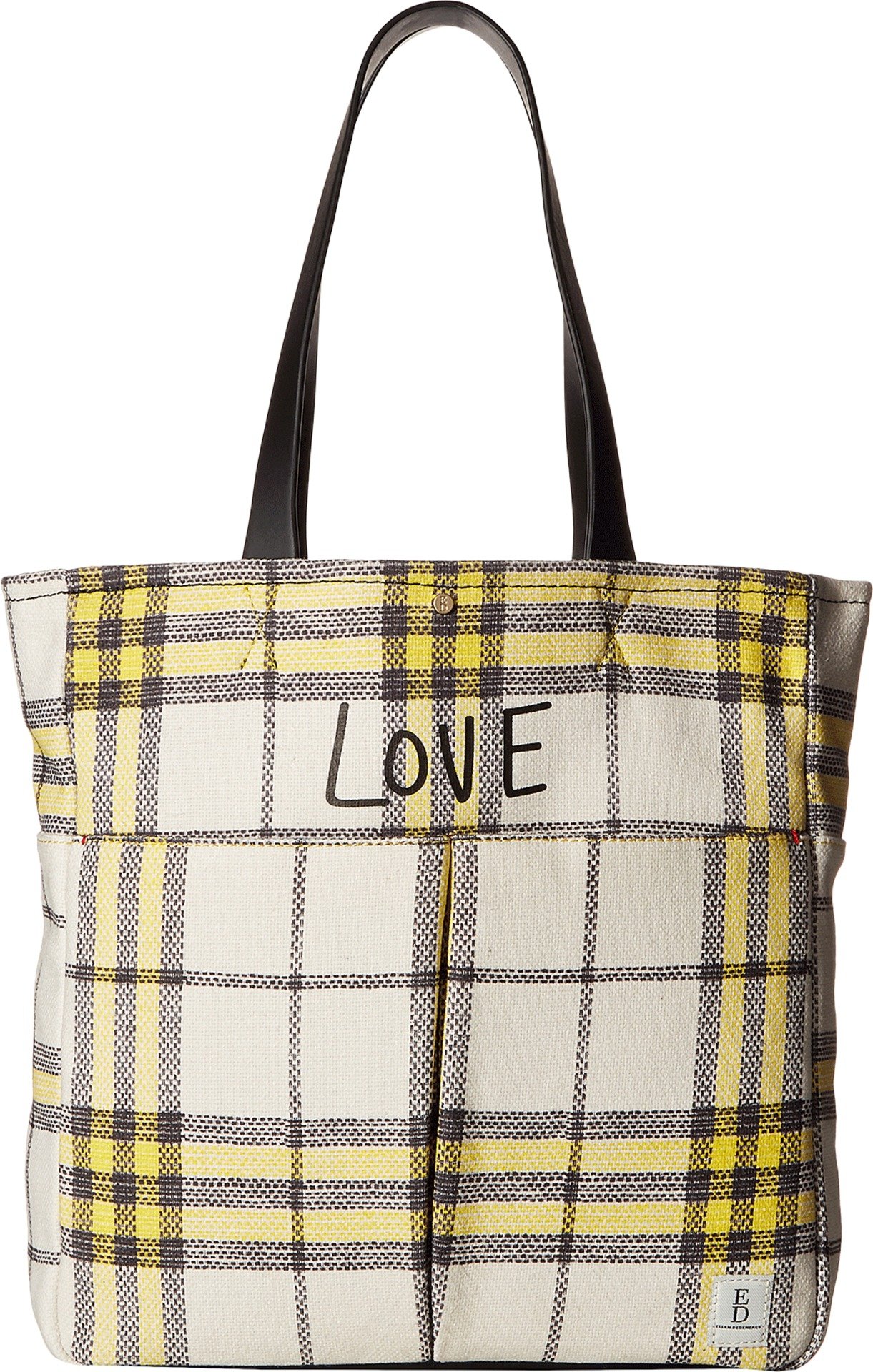 Ellen DeGeneres Signature Paz Tote Bag - Lemon Plaid Print Fashionable Shoulder Bag for Women | Perfect for Work, Travel, and Everyday Use