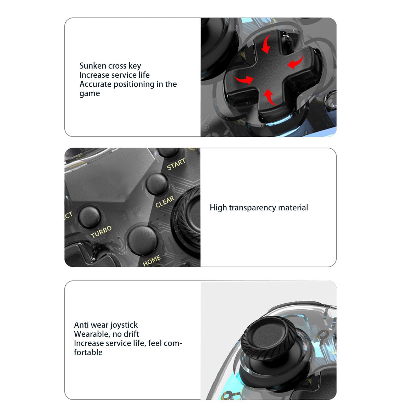 Wireless RGB Gaming Controller with 6-Axis Gyroscope & Turbo Function - Compatible with Nintendo Switch, PC, PS3, Android, iOS, Mac & Steam Deck - Perfect for FPS, Racing & Fighting Games