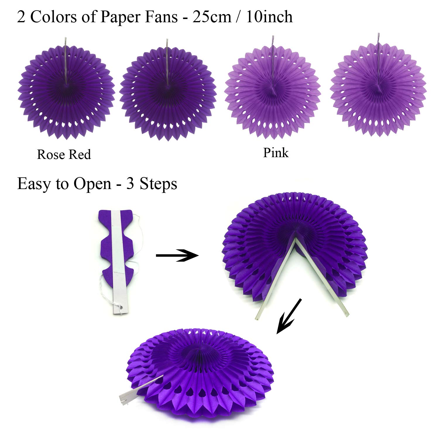 ZERODECO Purple Confetti Balloons & Party Decorations Set - Folding Fans, Paper Pompoms, Triangle Bunting Flags, Garlands for Wedding, Birthday, Baby Shower, Graduation, Mermaid Theme Parties | Perfect for Indoor & Outdoor Celebrations, Photo Backdrops, and Festive Events