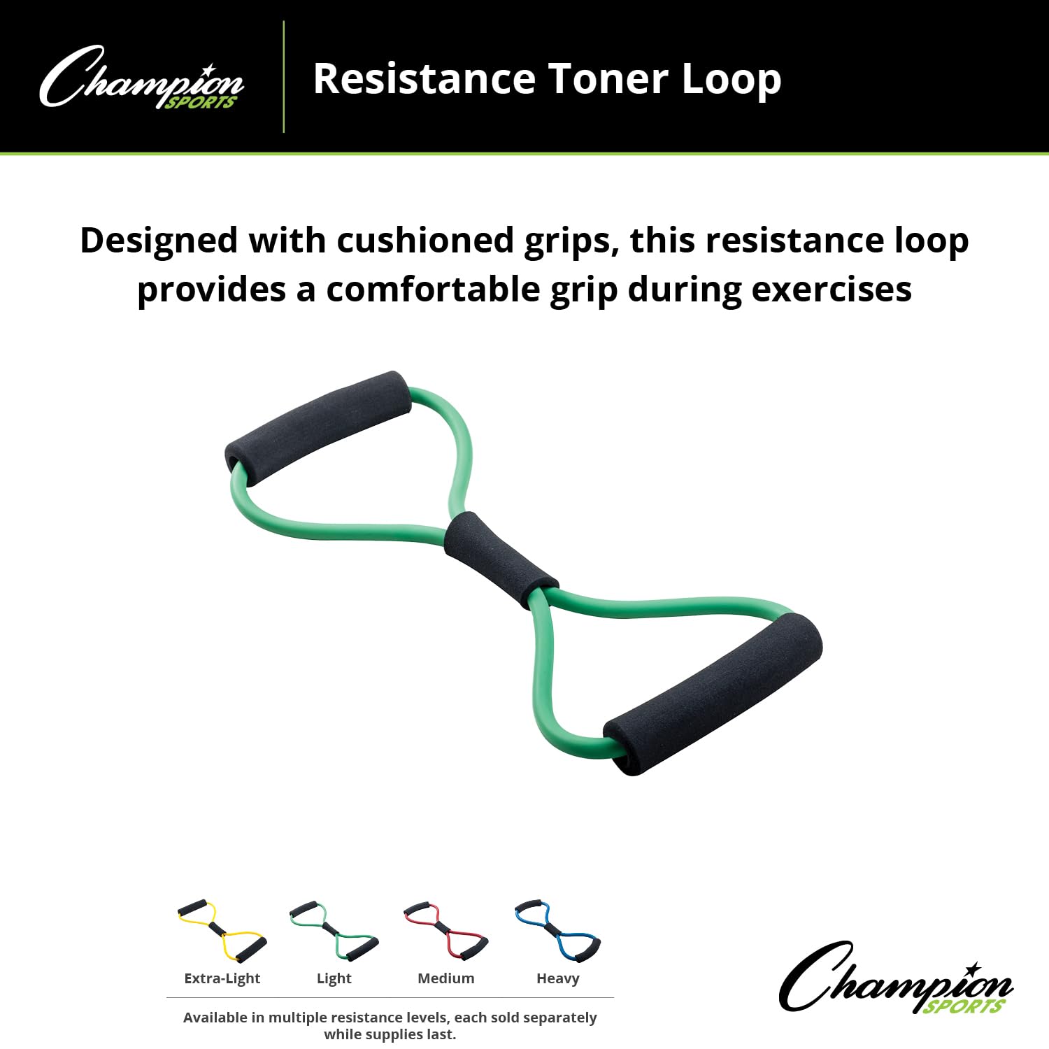 Champion Sports Extra Light Resistance Exercise Bands - Yellow | Perfect for Home Workouts, Yoga, Pilates & Strength Training