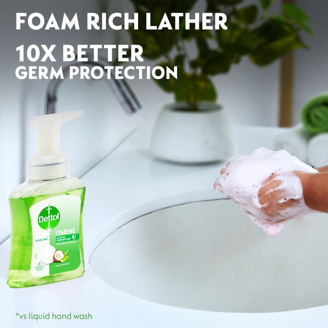 Dettol Aloe & Coconut Foaming Hand Wash Pump with Refill (250ml + 200ml) - 2 Pack | Antibacterial Moisturizing Handwash | Gentle Rich Lather | Perfect for Kitchen, Bathroom & Office Use