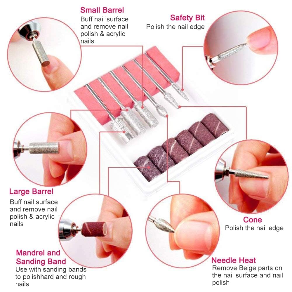 Professional Electric Nail Drill Machine 20000 RPM - Cordless Nail File for Acrylic & Gel Nails - Manicure Pedicure Kit with Multiple Bits - Perfect for Salon, Home & DIY Nail Care