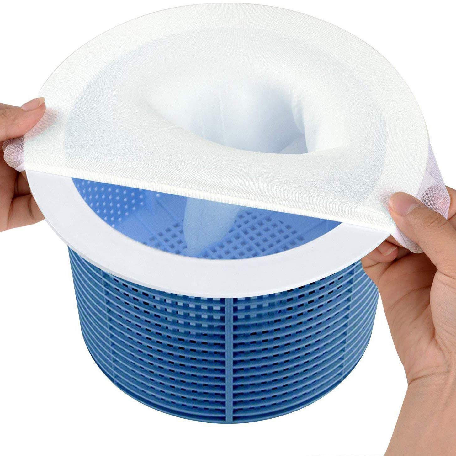 WSN Swimming Pool Skimmer Socks - Fine Nylon Mesh Screen Filter Savers for Pool Skimmers & Baskets - Removes Leaves, Hair & Debris - Perfect for Inground & Above Ground Pools