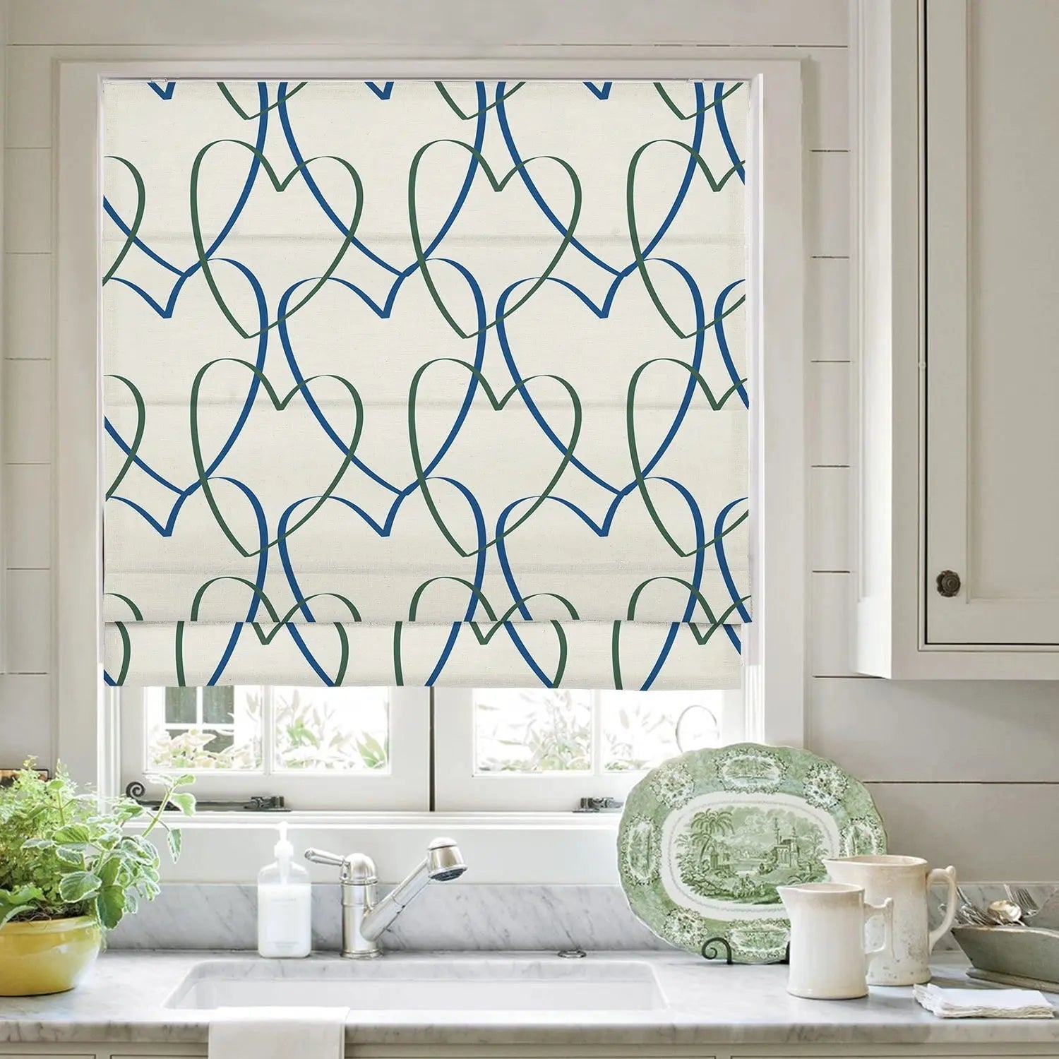 Printed Roman Shade Cord Lift - Elegant Window Treatment for Home & Office Decor | Easy Pull Cord System for Roman Blinds | Perfect for Living Rooms, Bedrooms & Offices