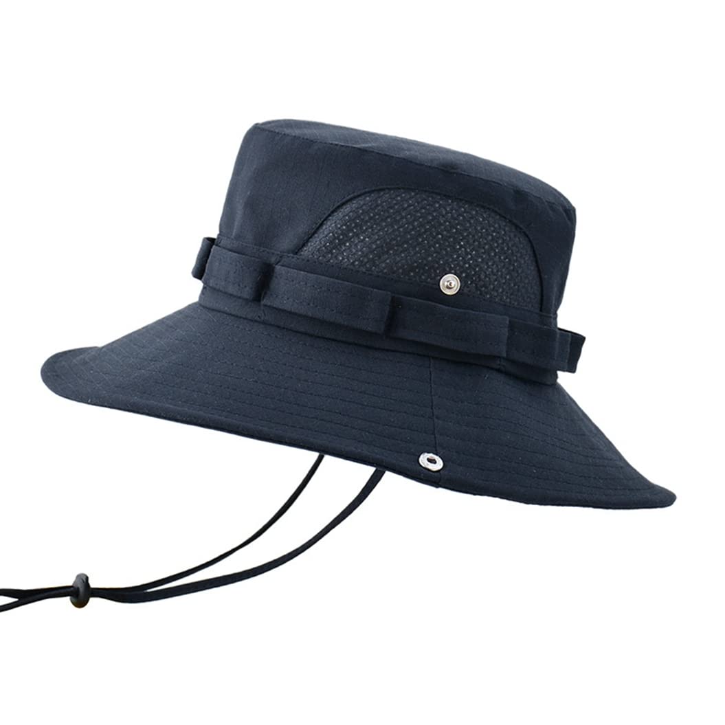 Unisex Summer Sun Visor Bucket Hat - Cotton Wide Brim Breathable Sun Hat for Outdoor Activities - Foldable Mesh Panama Boonie Cap for Beach, Hiking & Travel