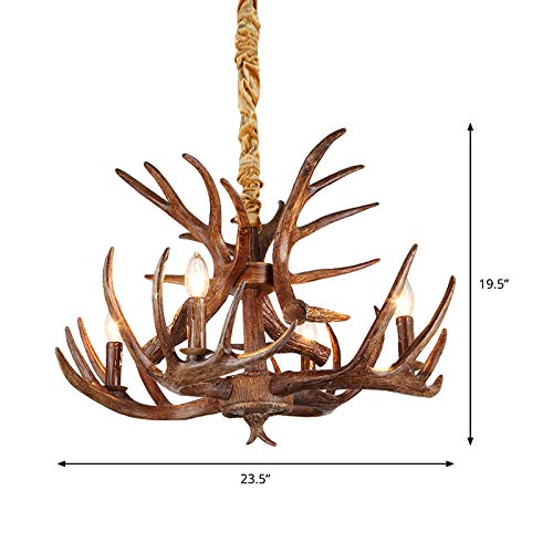 Rustic Antlers Chandelier - 4-Light Deer Horn Pendant Lamp with Farmhouse Candle Style for Dining Room, Living Room & Cabin Decor | Perfect for Cozy Cabin Retreats, Rustic Weddings and Western-Themed Home Decor