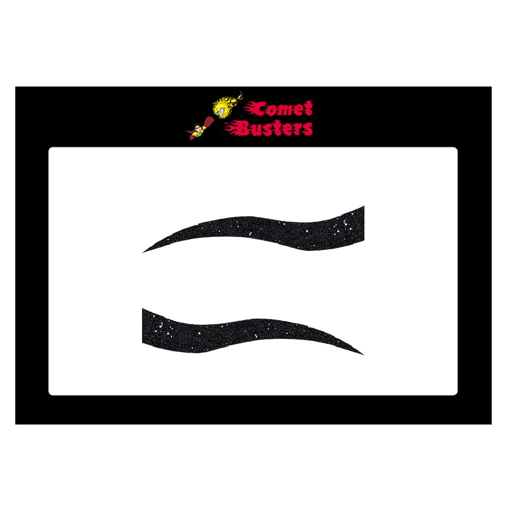 Comet Busters Glitter Black Eyeliner Stickers (EYE078) - Waterproof Self-Adhesive Eye Makeup Decals for Parties, Halloween & Cosplay