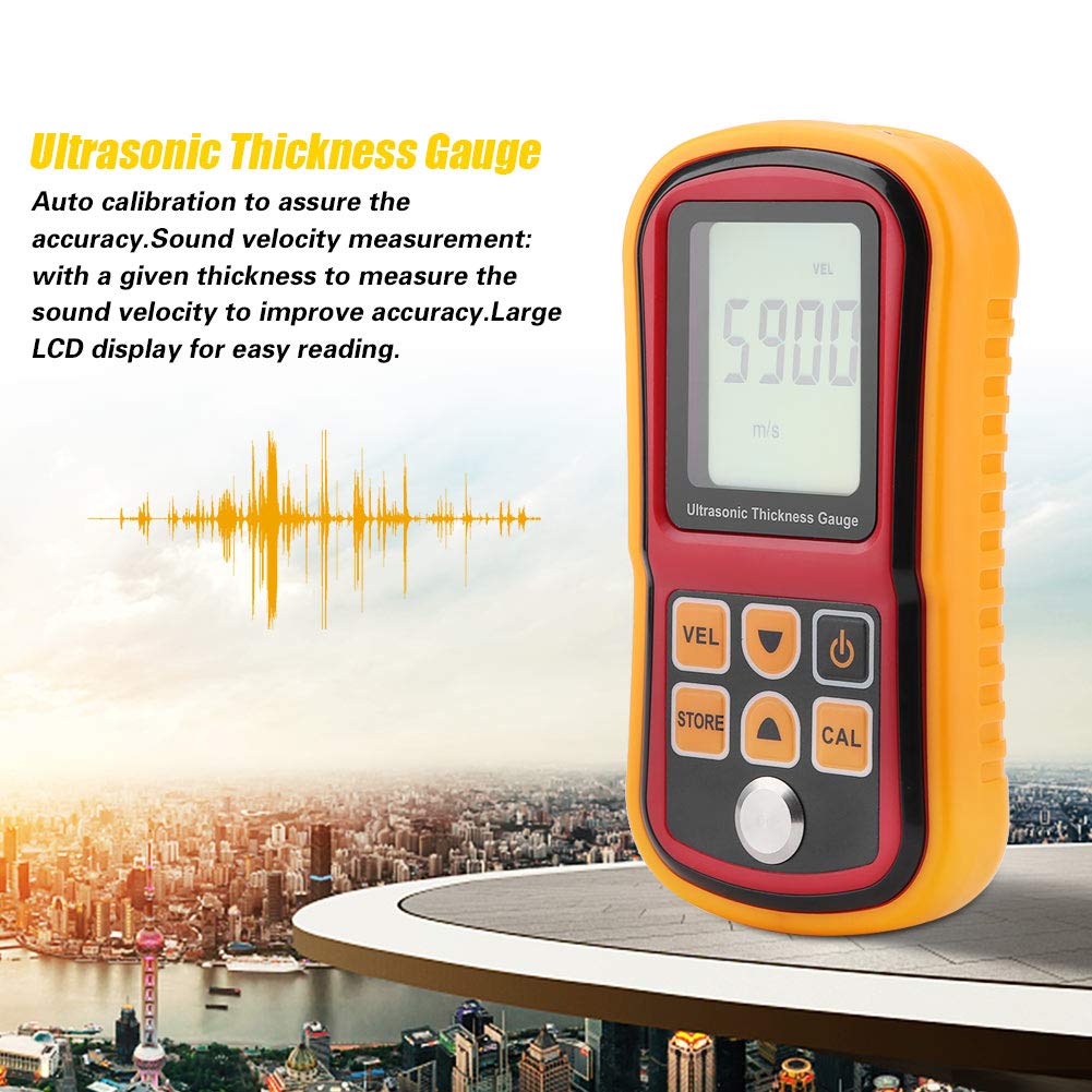 Akozon Digital Ultrasonic Thickness Gauge Meter - 1.2-300mm Metal Thickness Tester with Sound Velocity Measurement | Ideal for Industrial Quality Control, Automotive Repair & Metal Fabrication