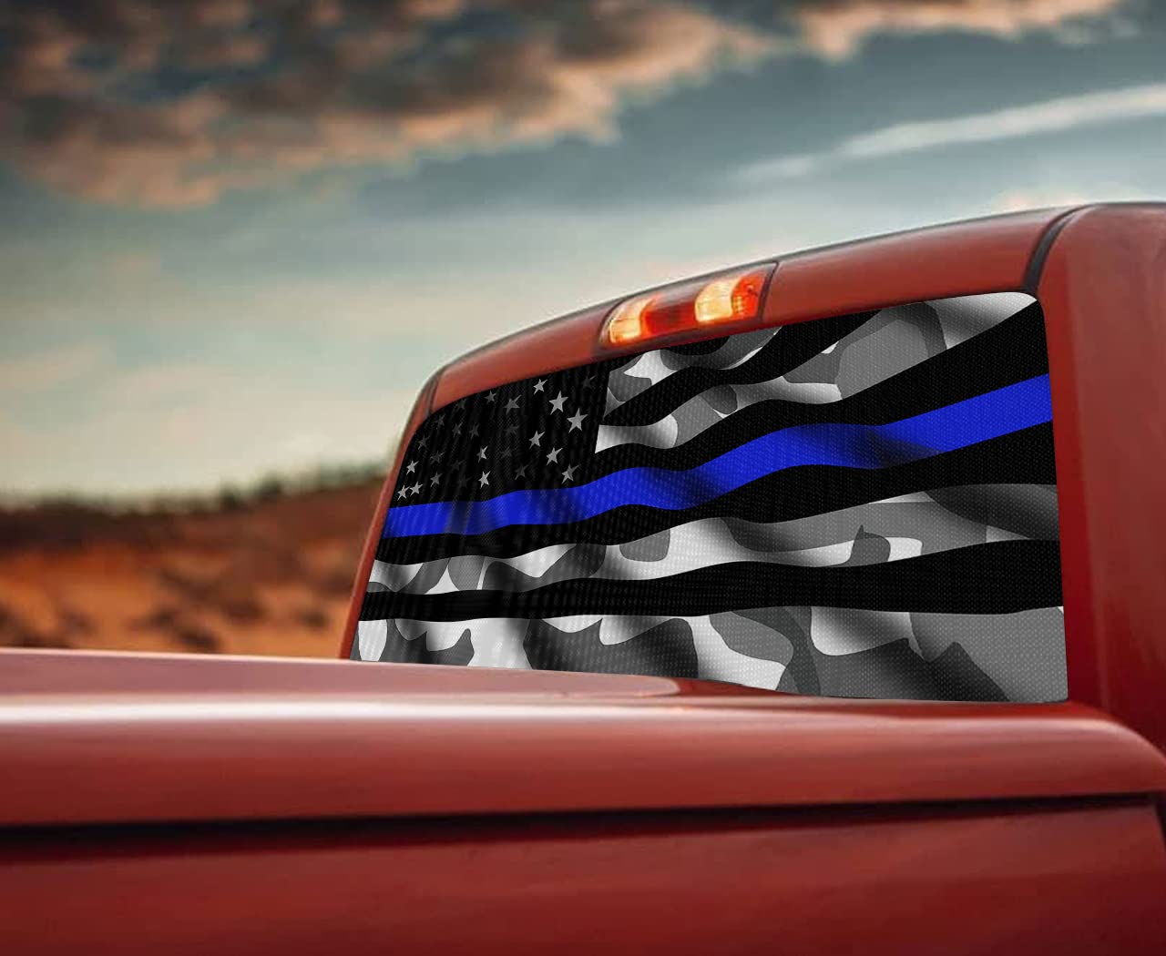 Thin Blue Line American Flag Car Decal - 58