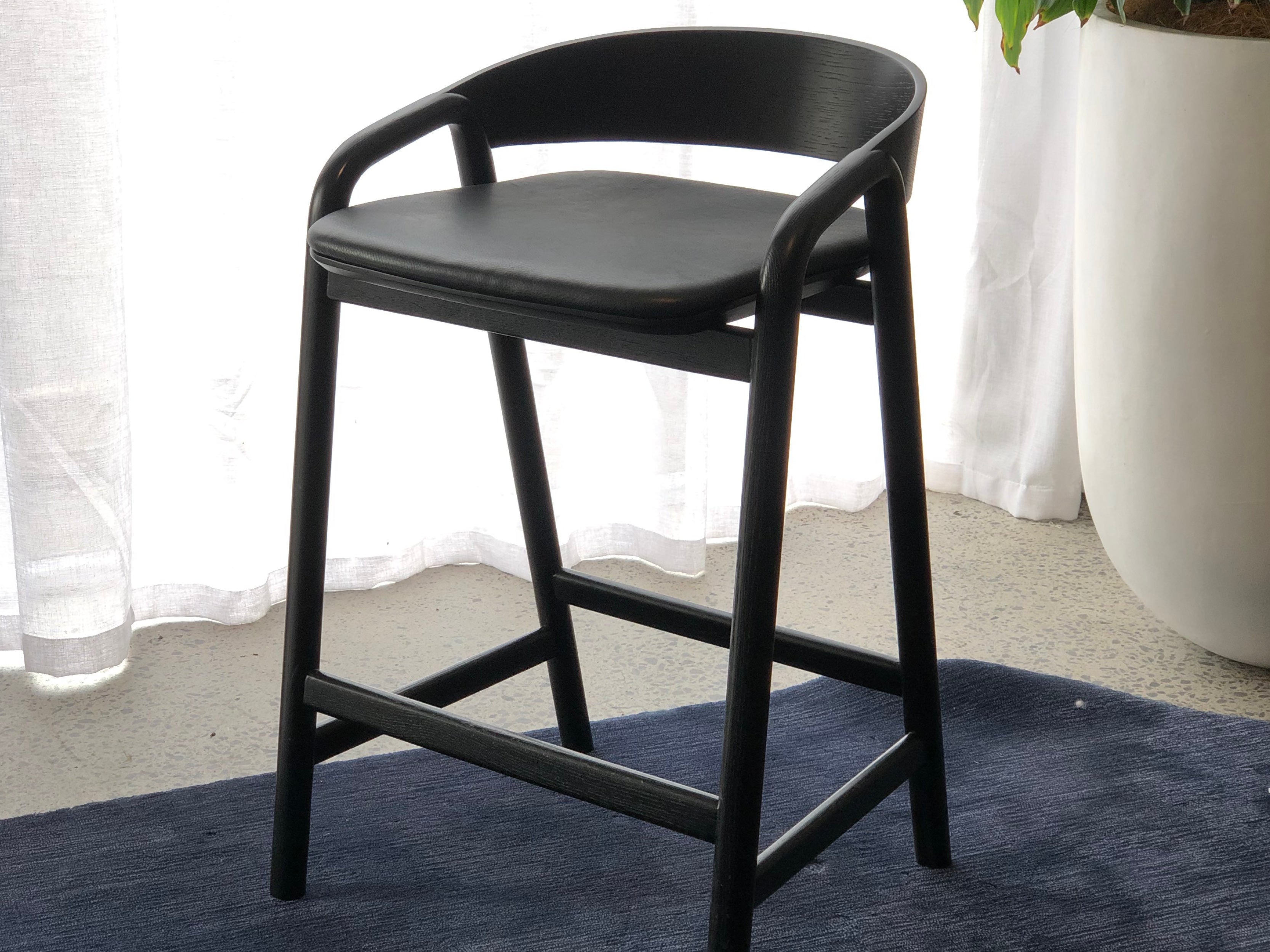Modern Inlay Counter Stool - Wooden Bar Stool with Comfortable Seat - Perfect for Kitchen Islands, Breakfast Bars & Home Decor