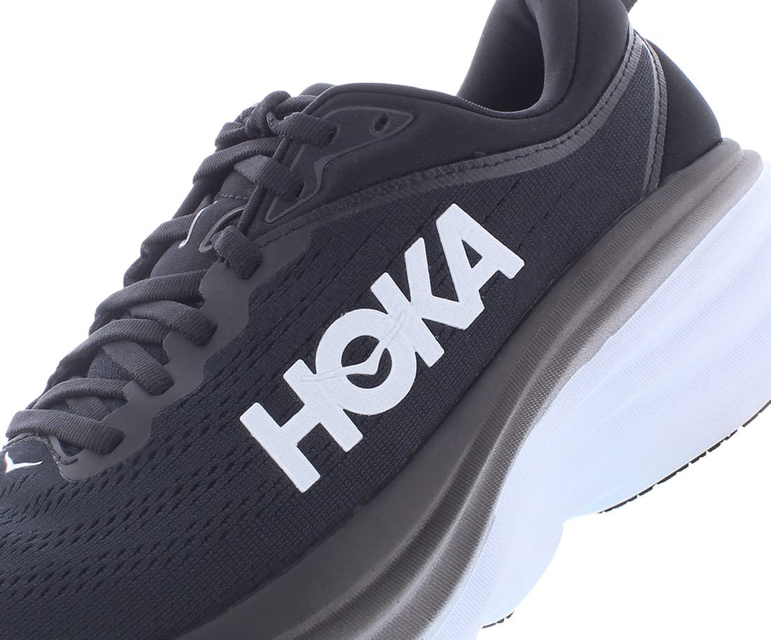 HOKA Bondi 8 Men's Running Shoes - Size 7.5 (Black/White) | Cushioned Comfort for Long Distance Running & Daily Workouts