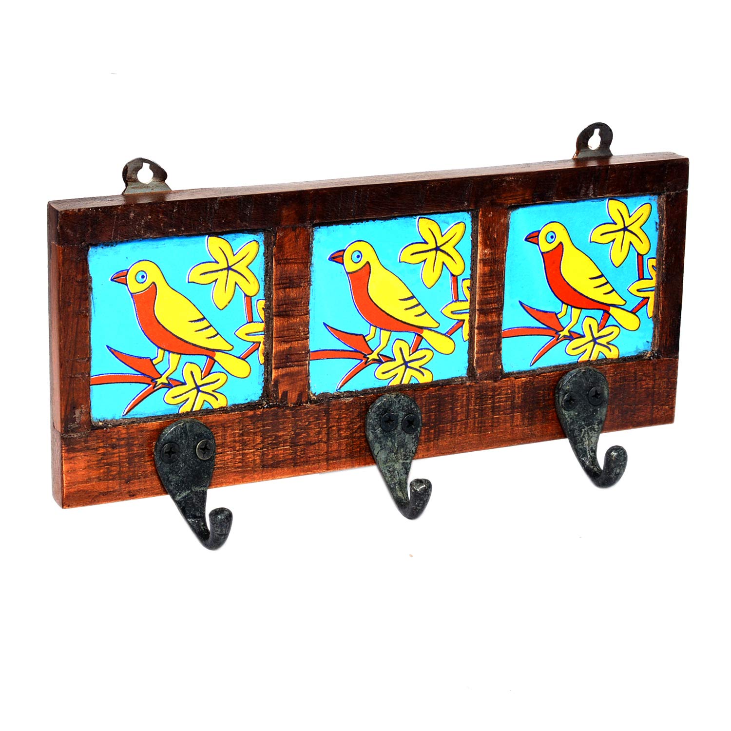 Stylish Wooden Wall Mount Coat Rack with Creative Tile Design - Space Saving Entryway Organizer for Hanging Coats, Hats, Bags & Towels - Perfect for Living Room, Bedroom or Hallway Decor