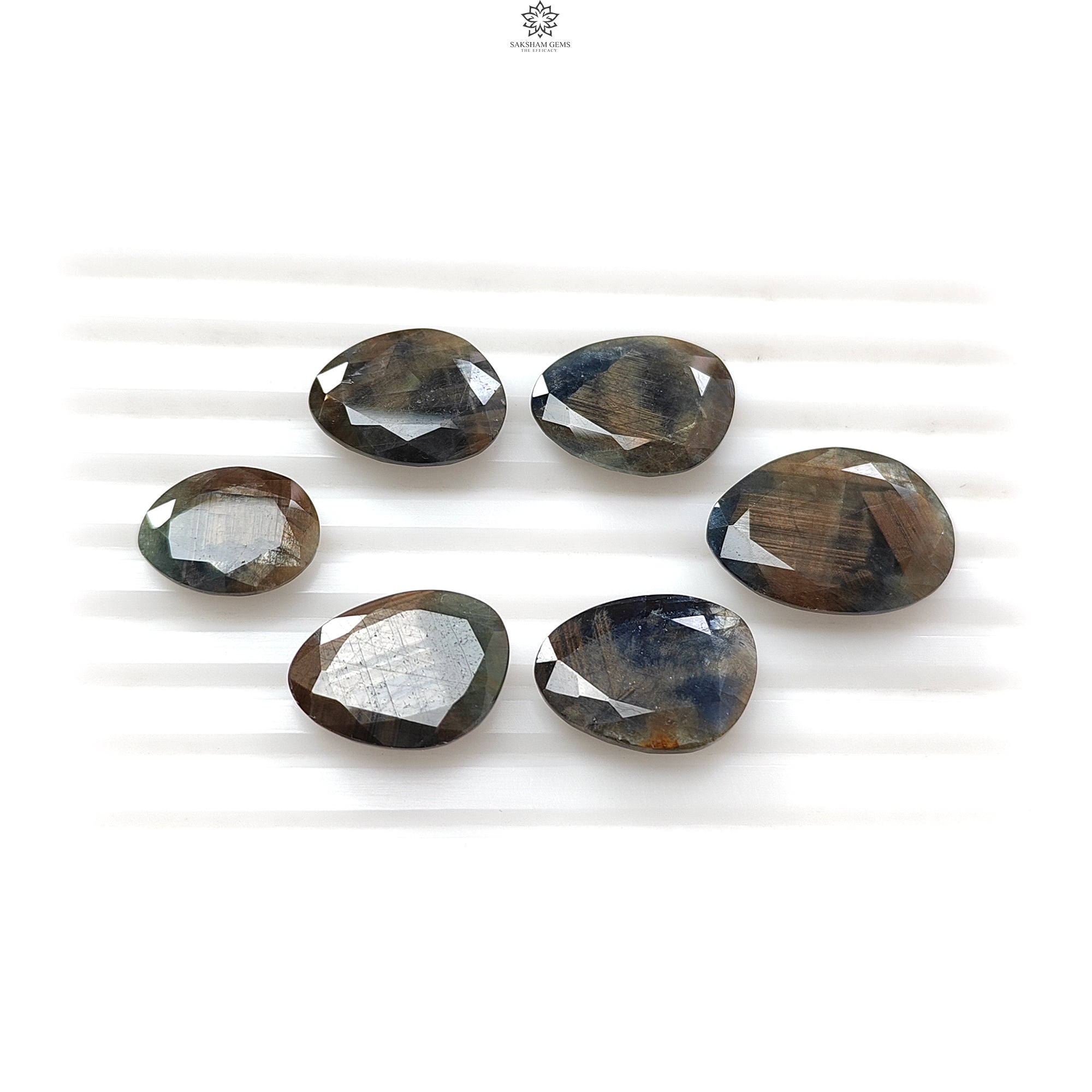 Natural Untreated Golden Brown Chocolate Sapphire Gemstone - 76.70cts Faceted Cut Fancy Shape (15x12mm to 22x16mm) 6pc Set for Jewelry Making - Perfect for Rings, Necklaces & Luxury Gift Boxes