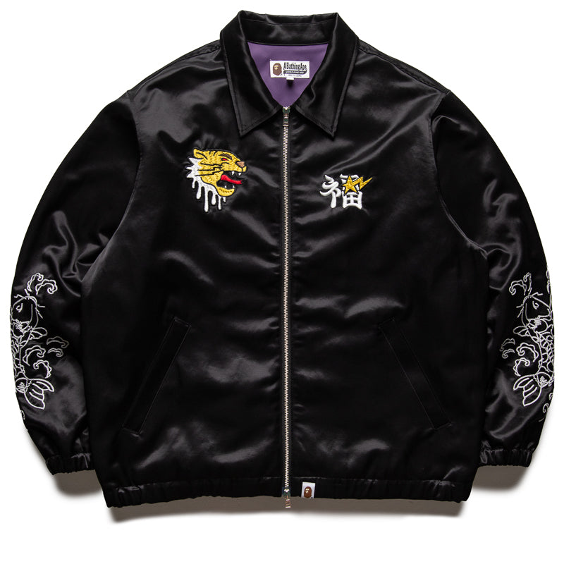 BAPE Black Satin Souvenir Jacket - Stylish Streetwear for Men & Women | Perfect for Urban Fashion, Casual Outings & Hip-Hop Style