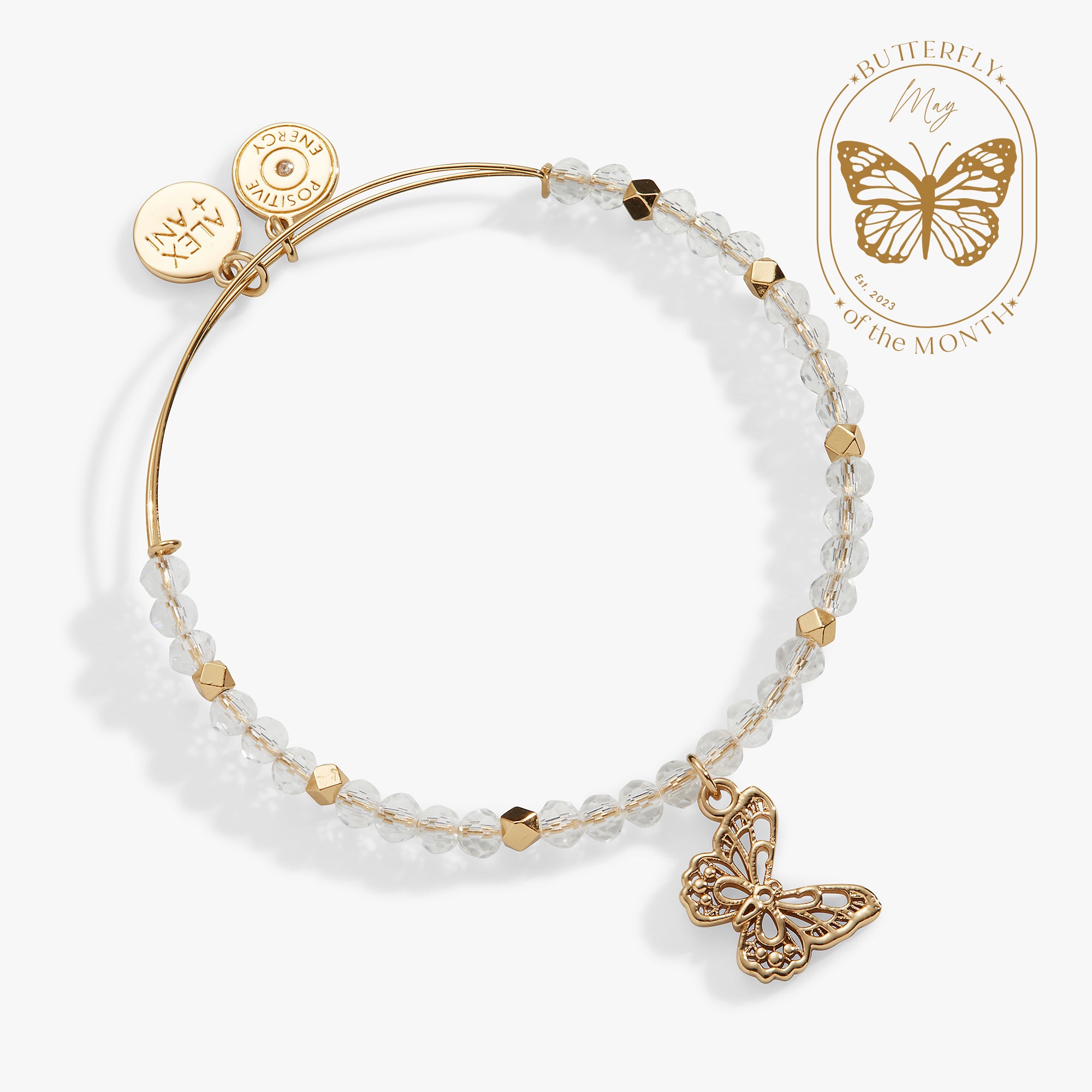 Elegant Filigree Butterfly & Crystal Beaded Charm Bracelet - Dainty Adjustable Bangle for Women - Perfect for Weddings, Parties & Everyday Wear