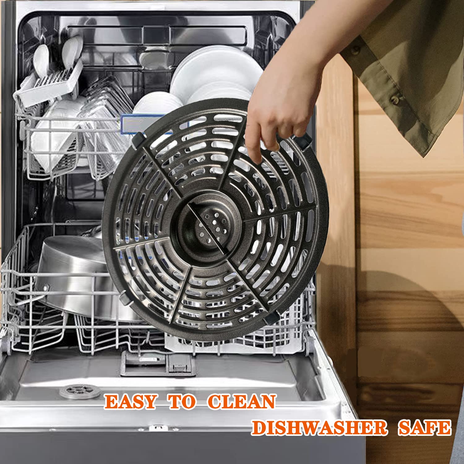5QT Air Fryer Rack Compatible with Gourmia GAF575, PowerXL, Ninja Foodi, Gowise, Chefman & Dash Air Fryers - Premium Stainless Steel Grill Pan & Crisper Plate for Healthy Cooking - Perfect for Roasting, Grilling & Air Frying Chicken, Vegetables & More