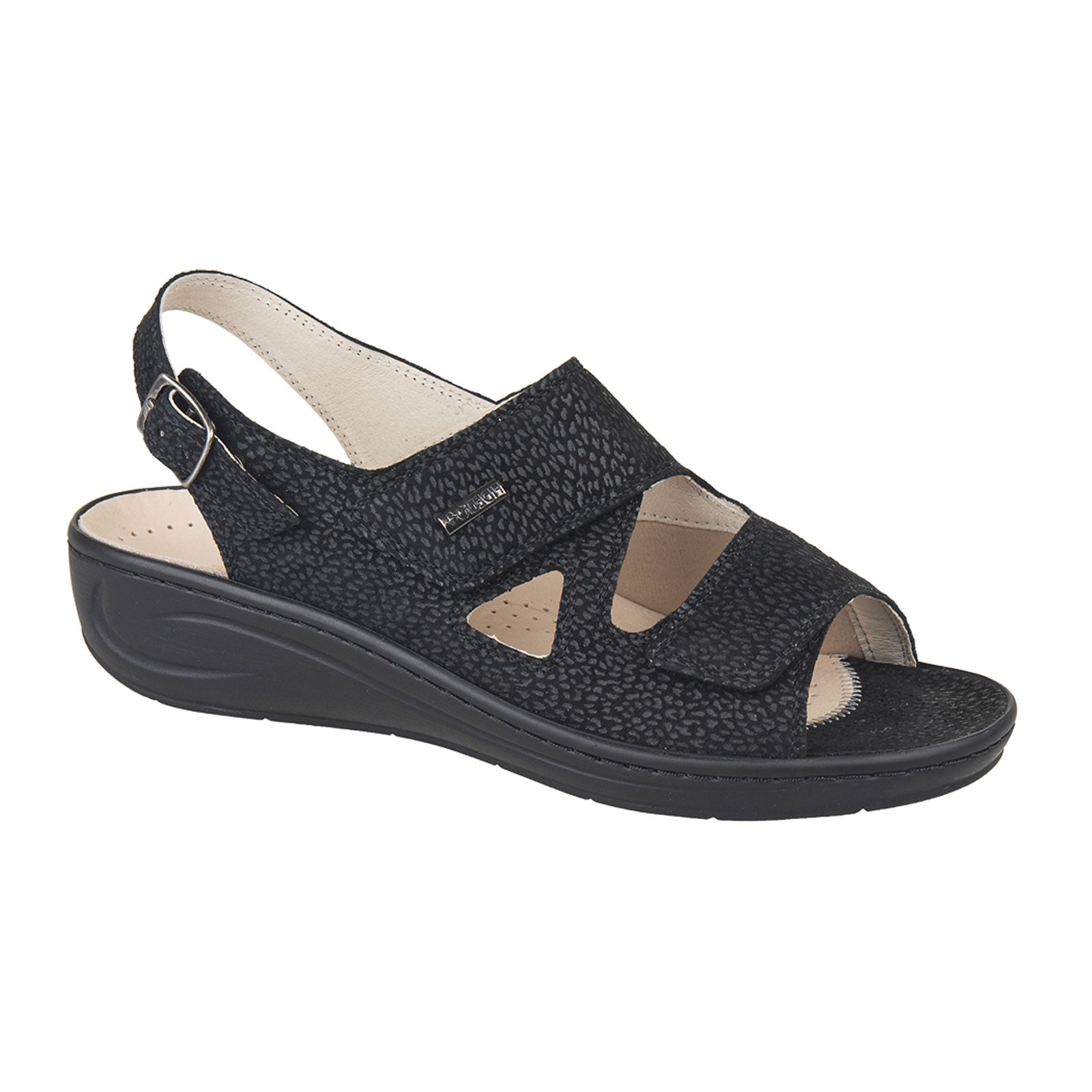 Fidelio Fabia Women's Backstrap Sandal - Black Leather Comfortable Summer Sandals for Beach, Vacation & Casual Wear