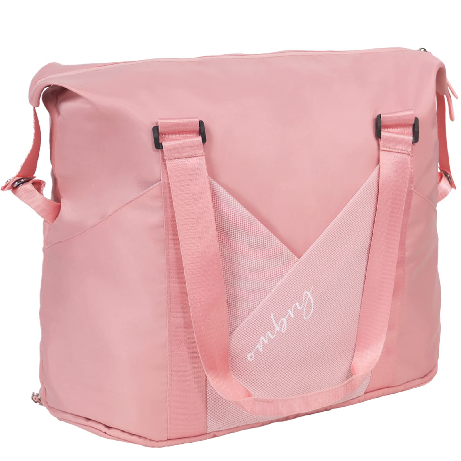 2 Pack Lightweight Waterproof Canvas Duffel Bags for Women - Gym Bag, Travel Tote, Weekend Overnight Bag - Perfect for Workout, Sports, Travel & Beach Trips (Pink)