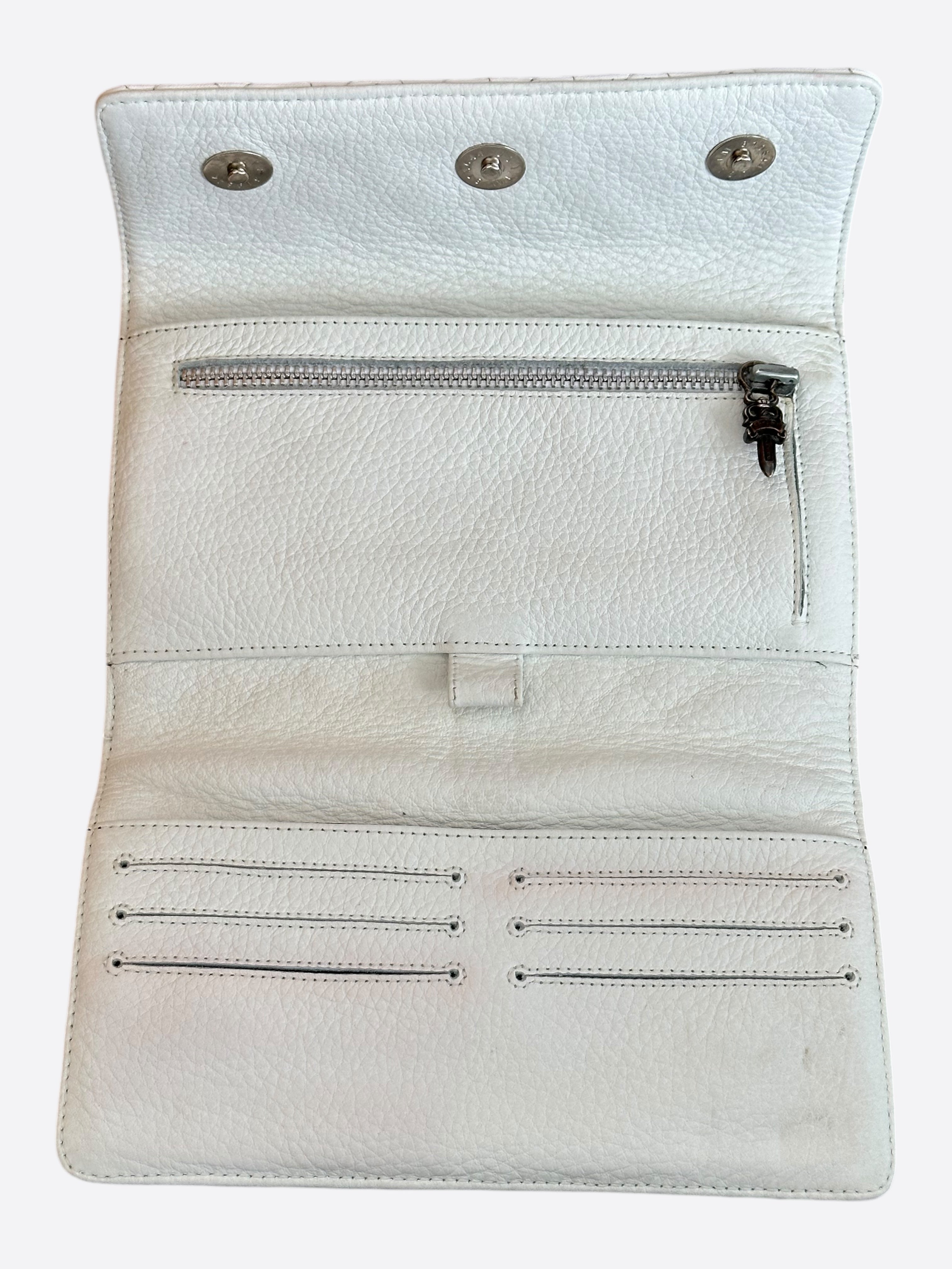 Chrome Hearts White Quilted Cross Leather Wallet for Men - Stylish Luxury Bifold Wallet with Cross Design for Everyday Use & Travel
