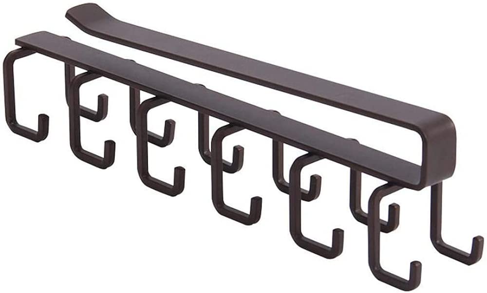 Zhouye 12-Hook No-Drill Mug Rack, Heavy Duty Under Shelf Metal Cup Holder for Kitchen - Perfect for Organizing Coffee Mugs, Tea Cups, Keys & Utensils in Small Spaces