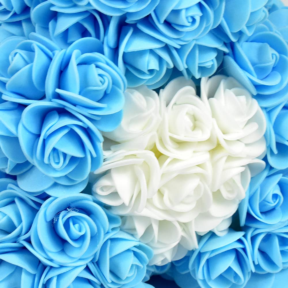 TNZMART Handmade Rose Bear - Blue Rose Teddy Bear with 10 Inch Gift Box, Perfect for Mother's Day, Valentine's Day & Anniversary Gifts | Romantic Home Decor & Surprise Present for Loved Ones