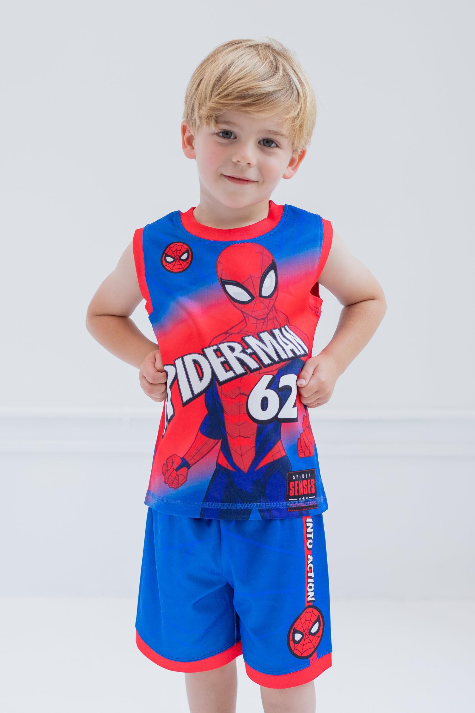 Marvel Spider-Man Miles Morales Hulk Mesh Jersey Tank Top & Basketball Shorts Set for Kids (2T-20) - Superhero Costume, Playtime & Sports Outfit