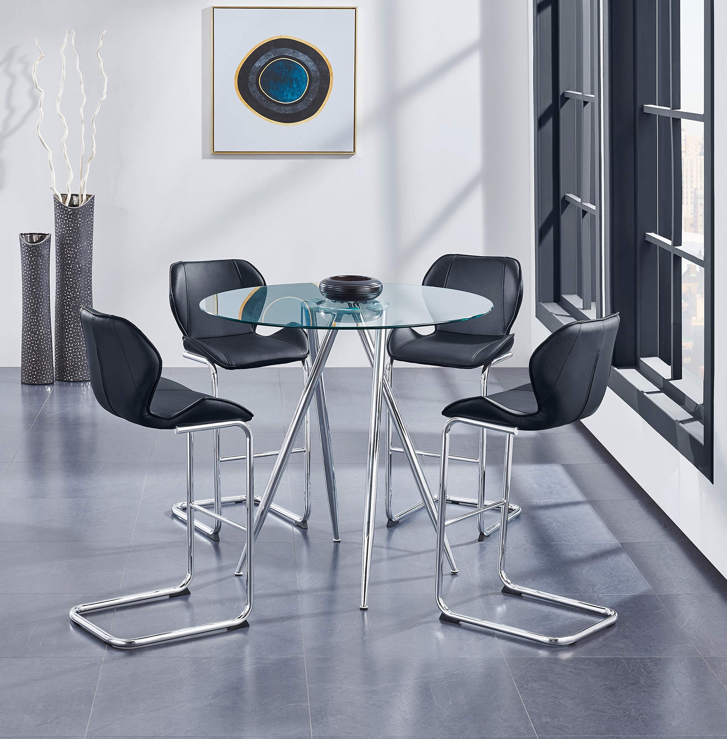 Modern Glass Bar Table with Chrome Legs - Stylish & Durable Counter Height Table for Kitchen, Dining Room or Home Bar - Global Furniture USA