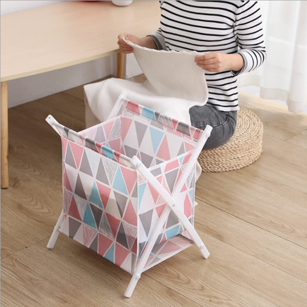 Foldable Storage Bins - Collapsible Square & Triangle Organizer Baskets for Closet, Drawer, Pantry | Waterproof Fabric | Blue, Pink, Gray | Space Saving Home Storage Solution | Perfect for Bedroom, Bathroom & Kids Room Organization