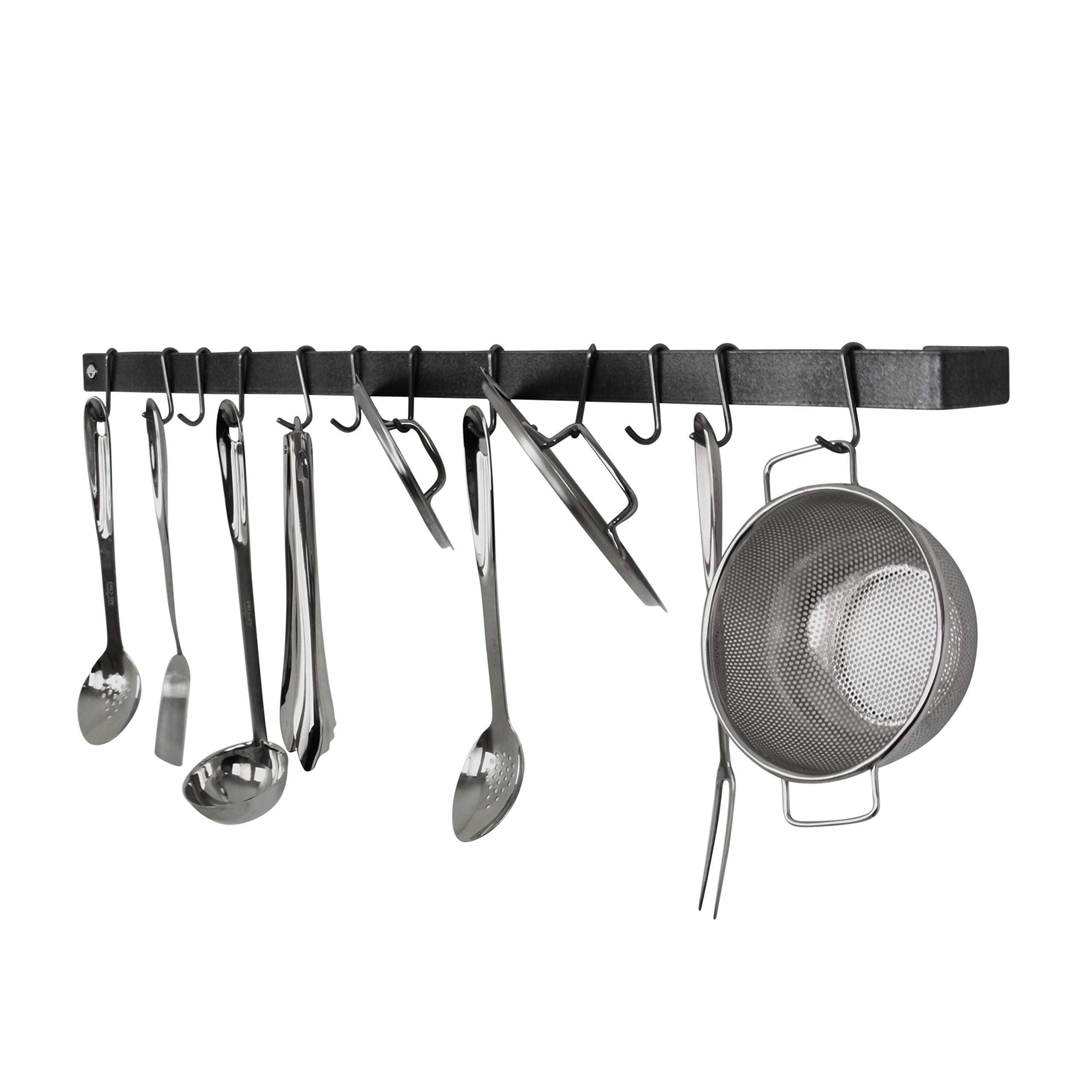 Enclume Premier 24-Inch Wall Mounted Pot Rack - Hammered Steel Utensil Organizer Bar for Kitchen Storage | Perfect for Small Kitchens, Cooking Enthusiasts & Space-Saving Solutions