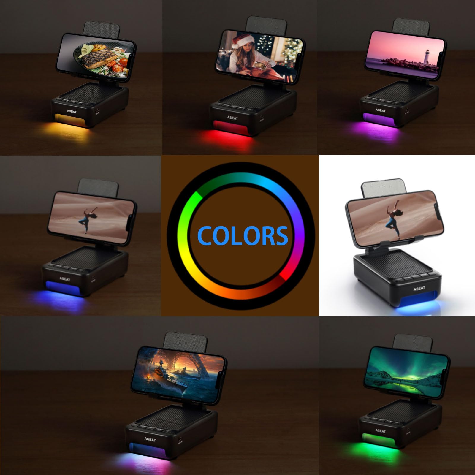 Wireless Bluetooth Speaker with LED Color Changing Lights & Phone Stand - Unique Birthday Gifts for Men, Women, Dad, Husband - Perfect for Home, Office, Travel & Party Use
