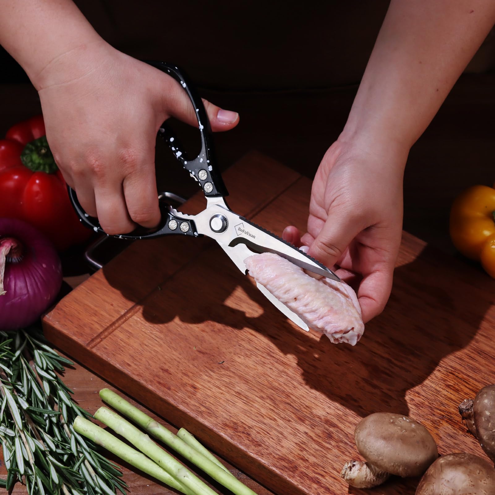 9-Inch Heavy Duty Kitchen Shears for Cutting Chicken, Meat & Food - Multipurpose Stainless Steel Kitchen Scissors for Cooking, Poultry & Herbs | Perfect for Meal Prep, Butchering & Food Processing
