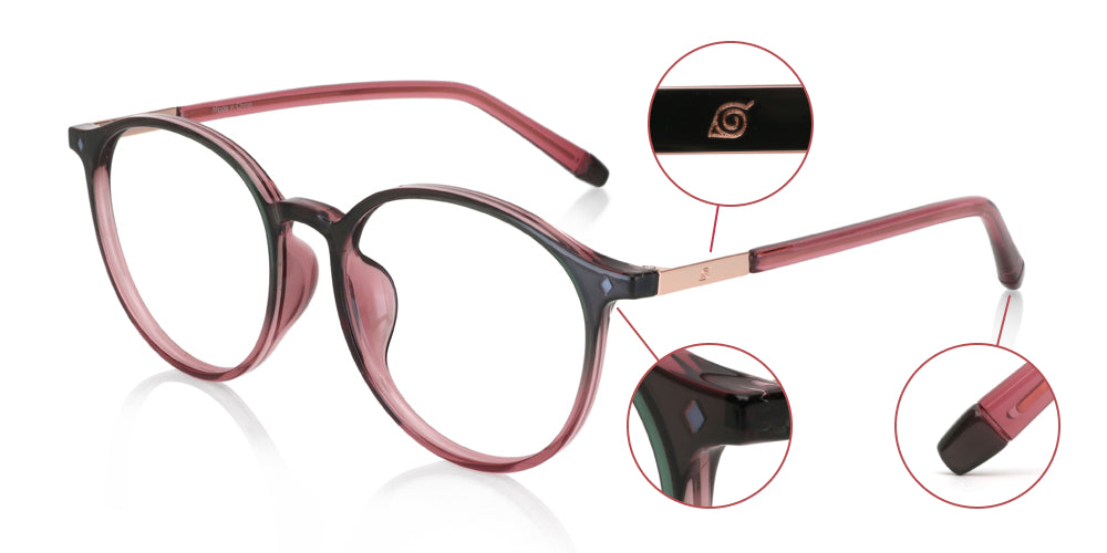 JINS x NARUTO SAKURA Model Rose Glasses - Anime Inspired Eyewear Collection for Naruto Fans | Perfect for Cosplay, Anime Conventions & Daily Fashion