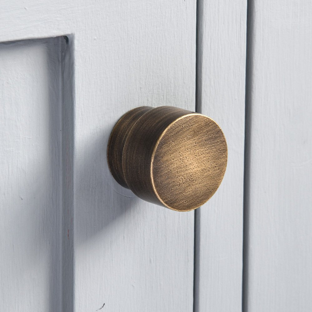 Vintage Distressed Antique Brass Drum Cabinet Knob - Decorative Hardware for Dressers, Cabinets & Furniture - Perfect for Farmhouse, Rustic & Shabby Chic Home Decor