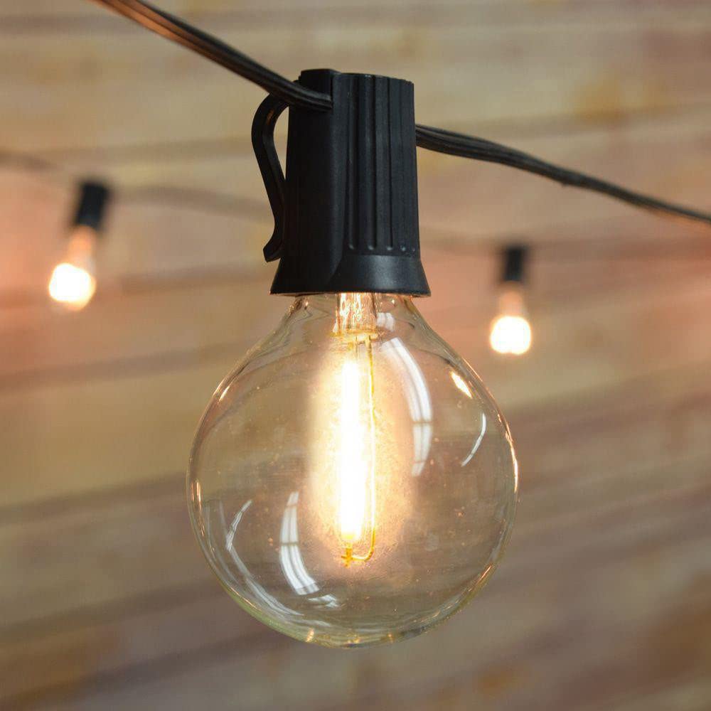 31 FT Shatterproof LED String Lights Outdoor, 10 Socket E12 C7 Base G40 Bulbs (1 Watt) - Weatherproof Patio Lights with Black Cord for Garden, Backyard, Wedding & Party Decor by PaperLanternStore.com