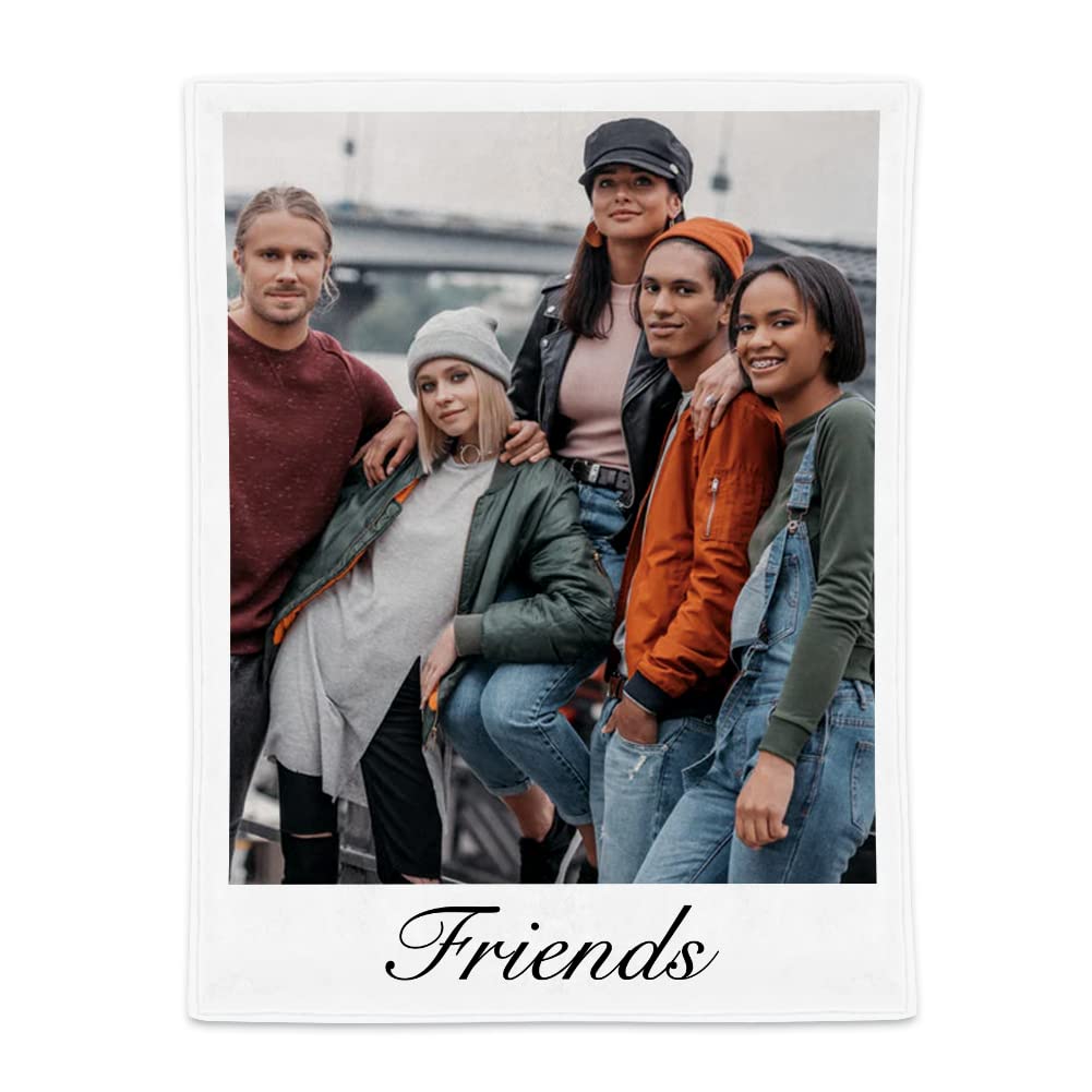 Custom Photo Blanket - Personalized Picture Blanket for Best Friends, Family & Couples | Soft Fleece Memory Blanket for Gifts, Home Decor & Cozy Nights