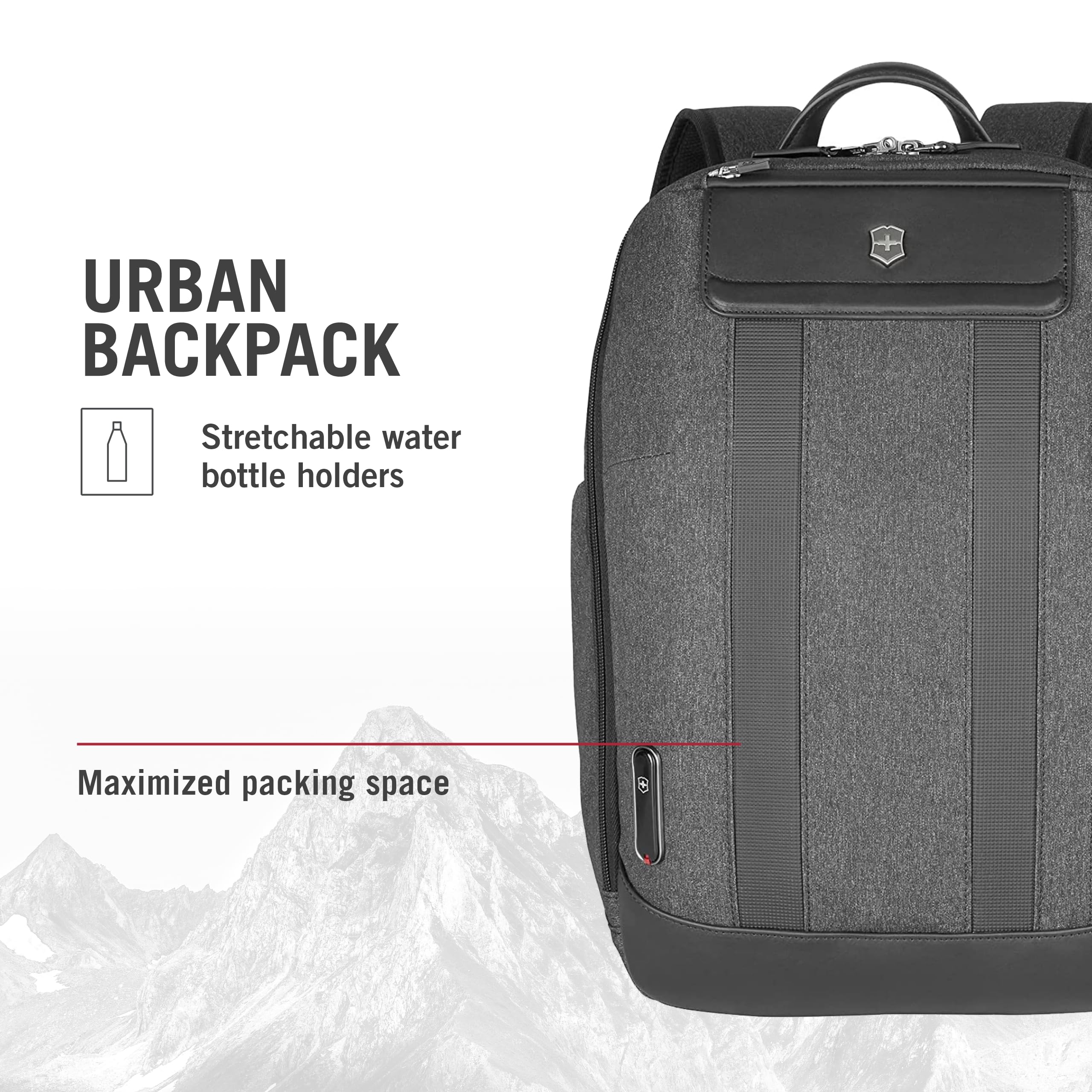 Victorinox Architecture Urban2 City Backpack - 17L Professional Laptop Backpack for Men & Women with Tablet Pocket & Water Bottle Holder - Durable Travel Backpack for Work, Commute & Business Trips - Gray