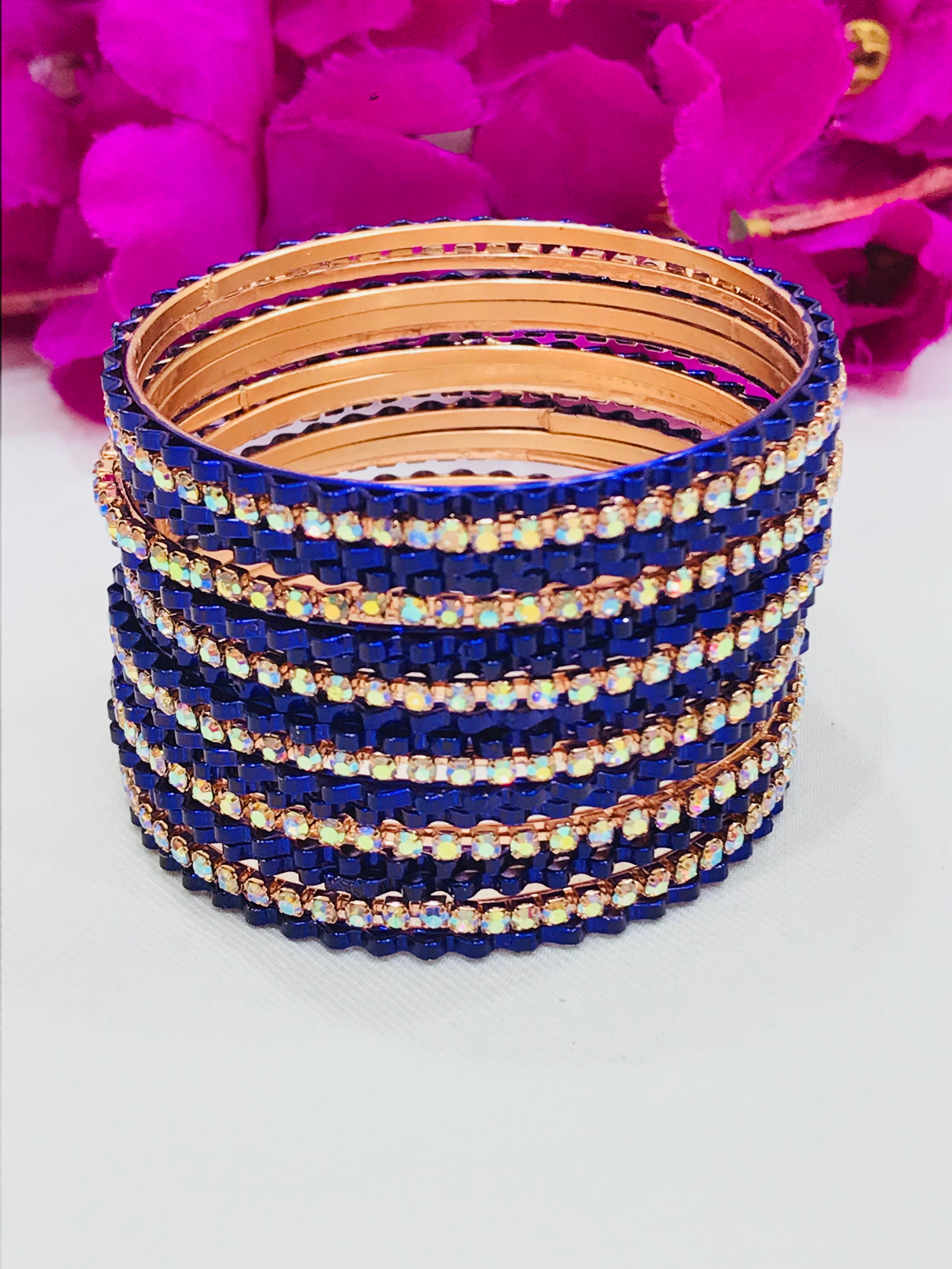 Stylish Blue Designer Metal Bangles for Women & Girls - Perfect for Parties, Weddings & Everyday Fashion Accessories
