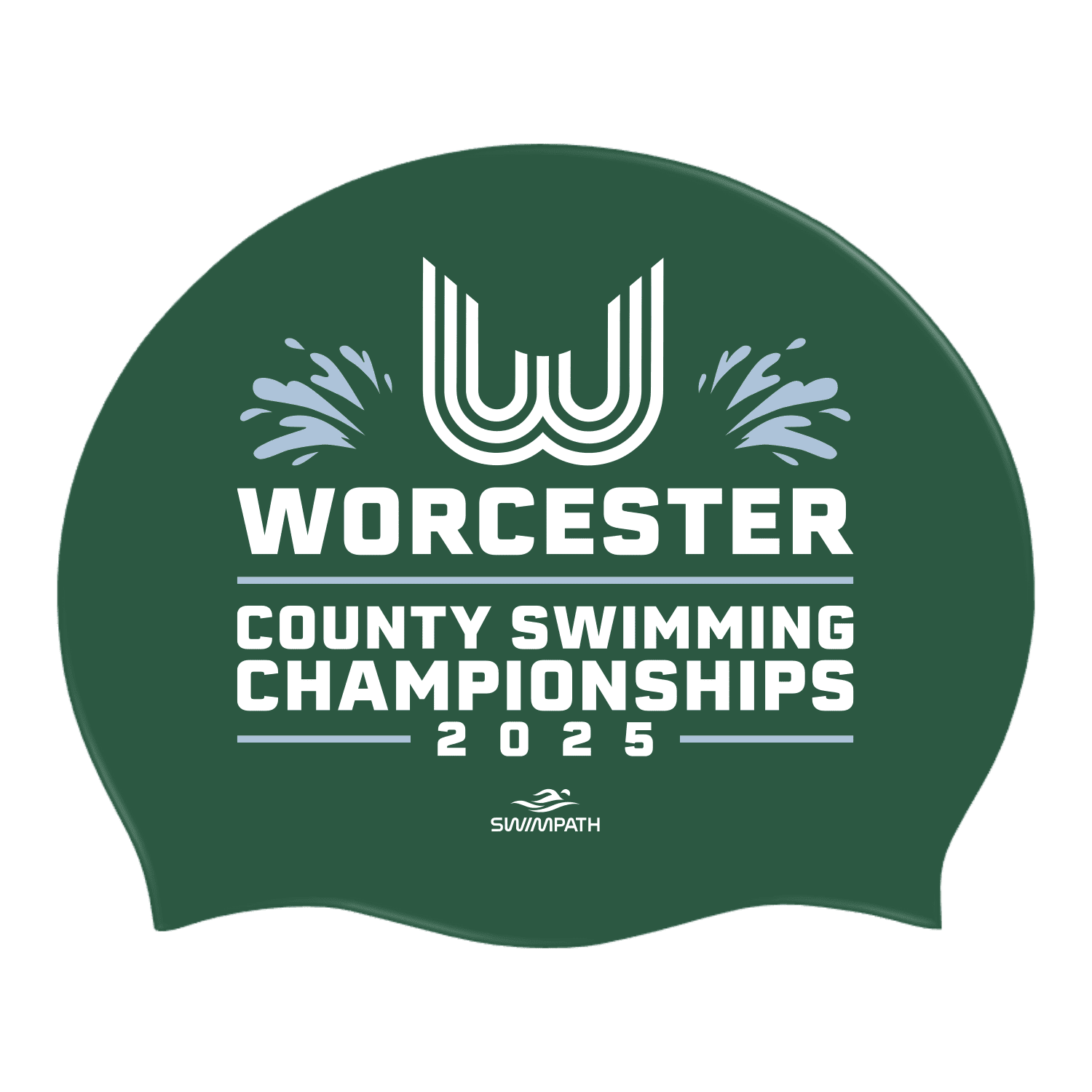Worcester County ASA County Championships 2025 Silicone Swimming Cap - Dark Green | Competition Swim Cap for Training & Racing | Waterproof & Comfortable for Pool & Open Water Swimming
